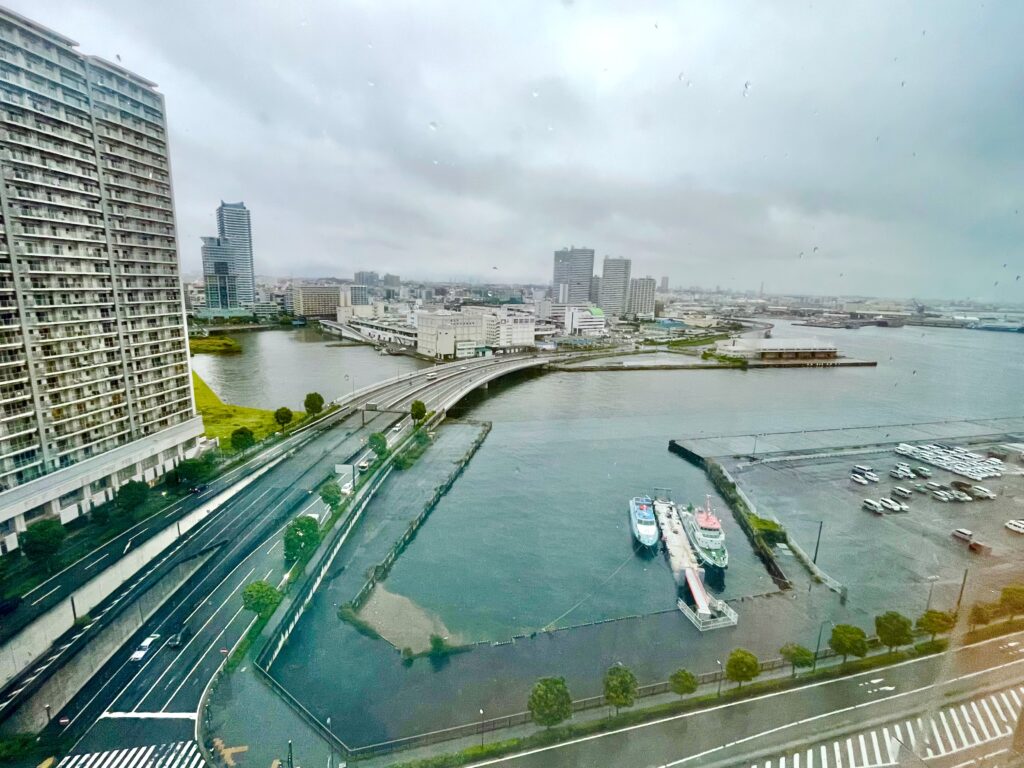 あいにくの空模様でしたが、横浜の海が見えます♪