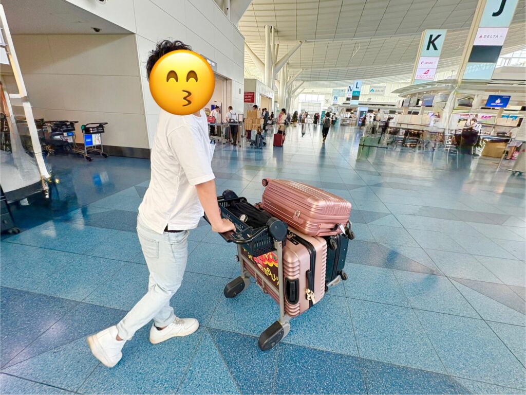 3個のキャリーを運んでくれて感謝！