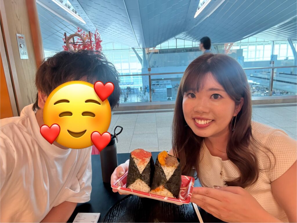 出国前においしいおにぎりで満たされた♪