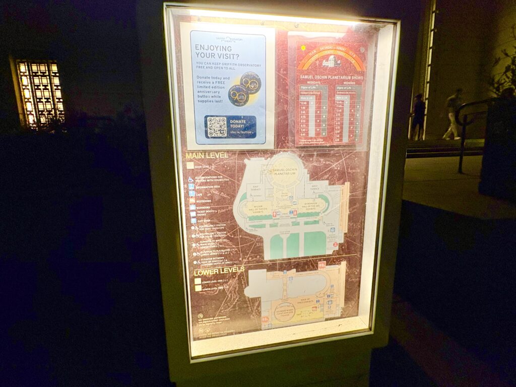 グリフィス天文台の案内図